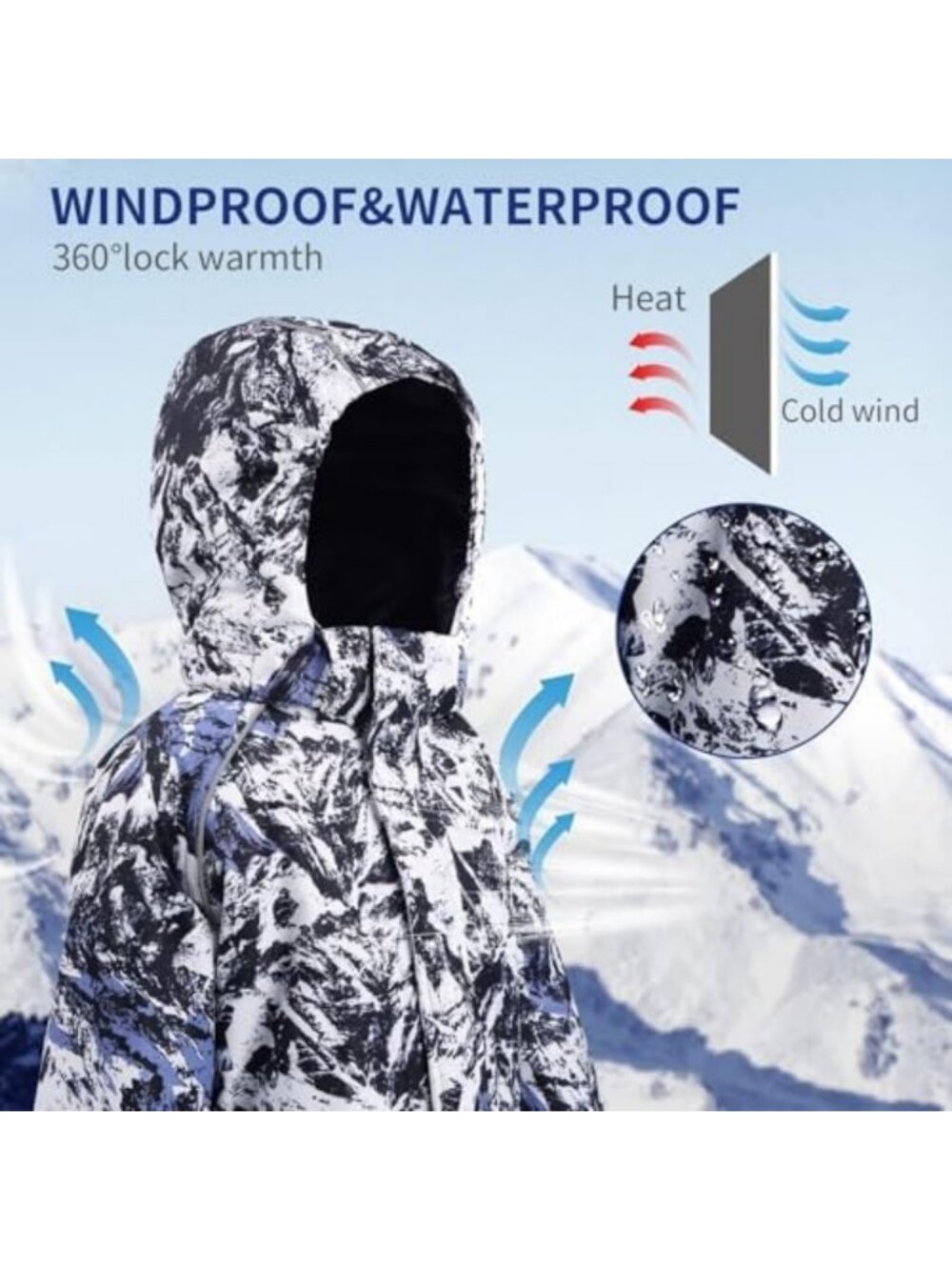 Kids Waterproof Snowsuit One Piece, Ski Jacket Jumpsuit for Boys & Girls, Winter - Picture 3 of 6